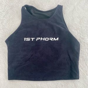 Never worn black 1st Phorm crop camo top